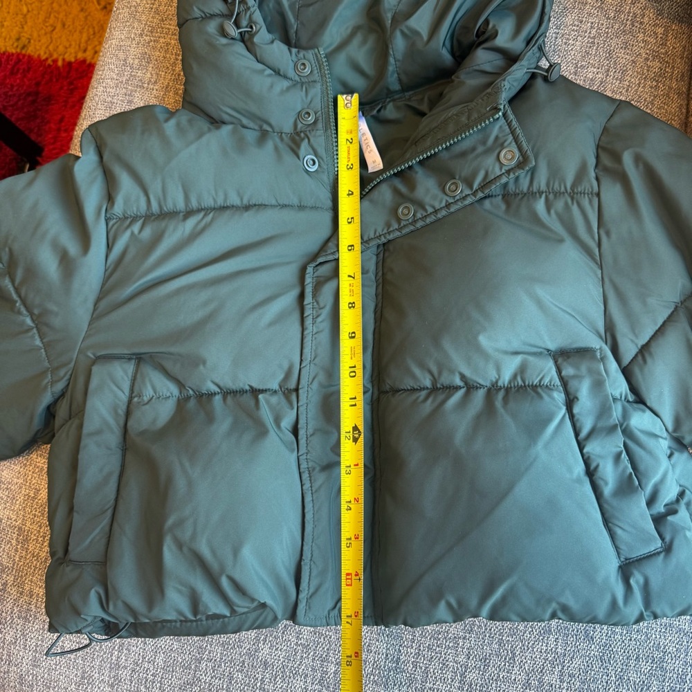 Fabletics Dark Green Cropped Snow Puffer Jacket - Picture 6 of 7